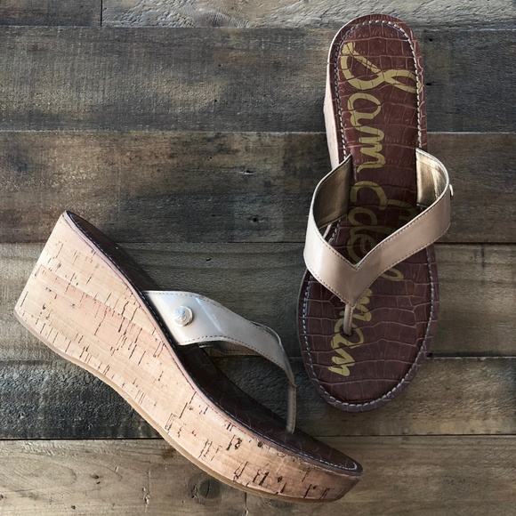 cork wedge flip flops